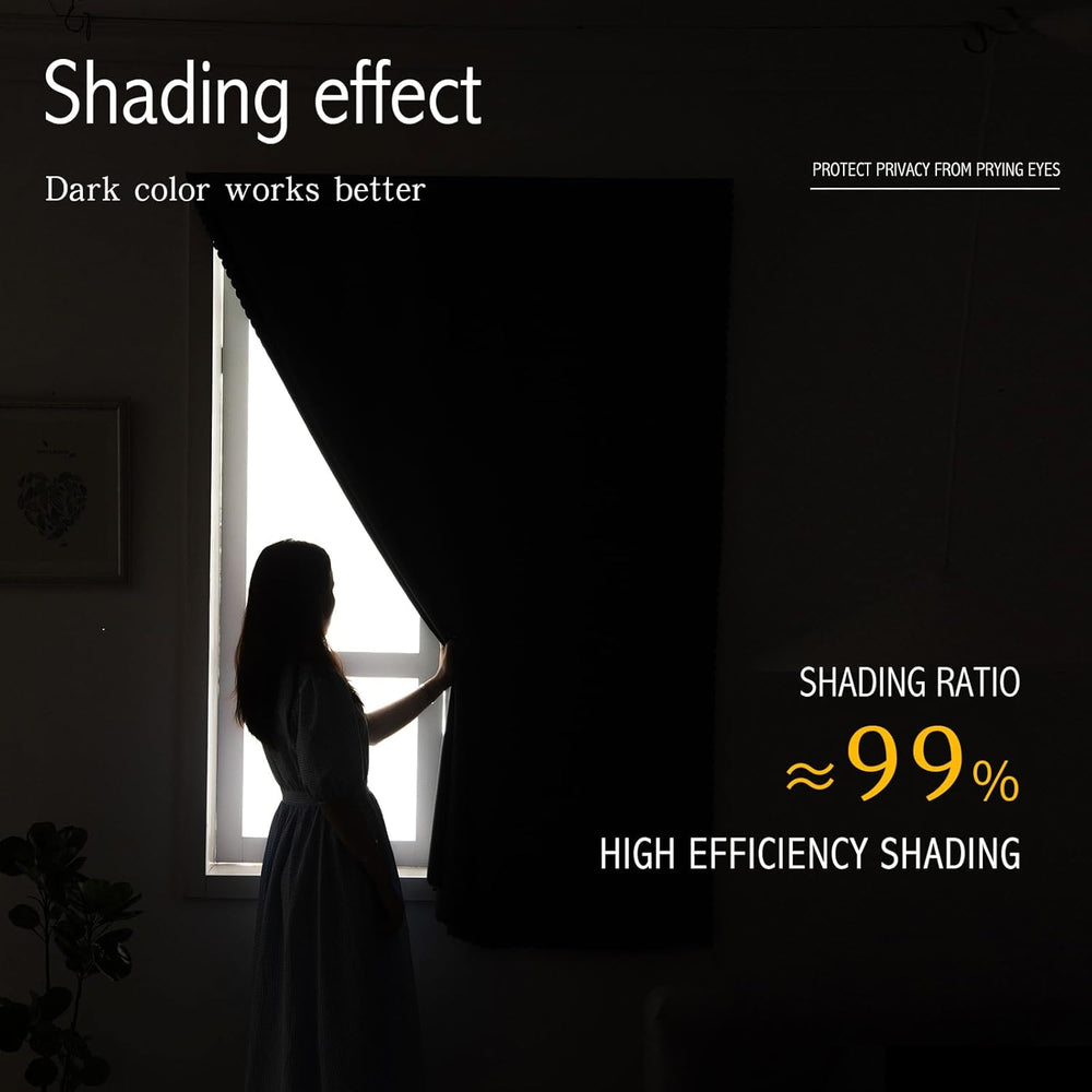 Adhesive Blackout Curtains- Self Stick Shades Window Blinds Curtains No Rod N...
