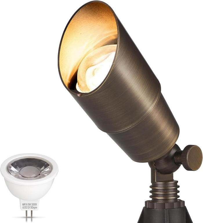 Gardencoin Solid Brass Outdoor Landscape Spotlight, 12V Low Voltage LED Spot