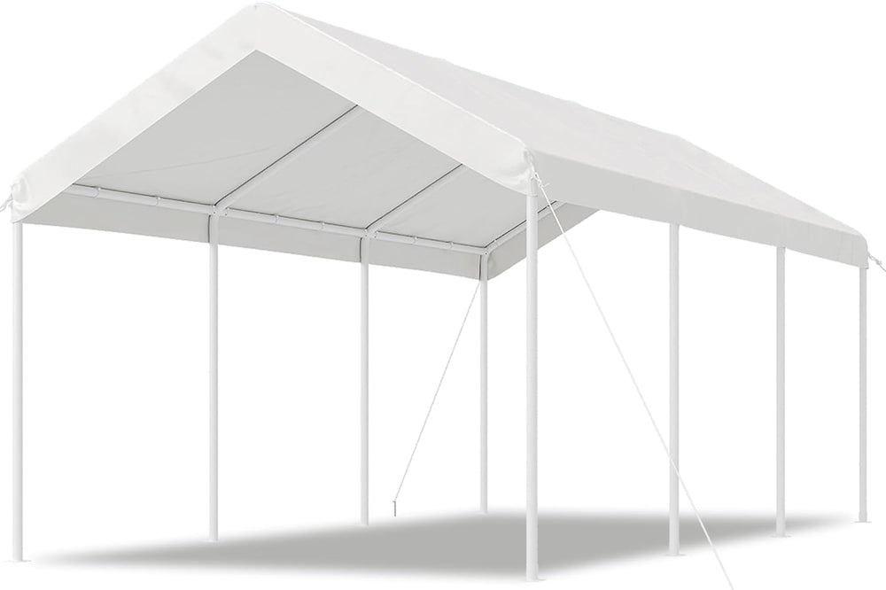 Aoxun 10x20 FT Carport, Heavy Duty Car Canopy Portable Garage, White