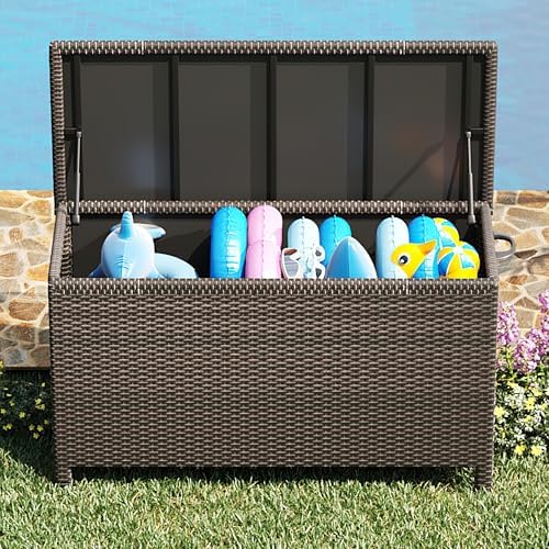 Wicker Deck Box, 185 Gallon All-Weather Outdoor Storage Box - Brown