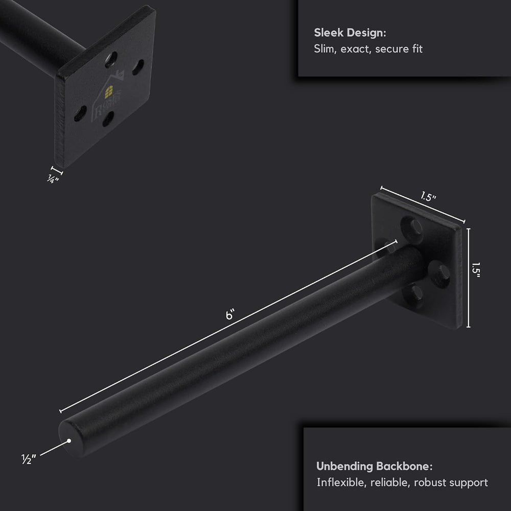 Rose's Rustics Heavy Duty Floating Shelf Bracket 6 Inch Rod (6 Pcs) Solid...
