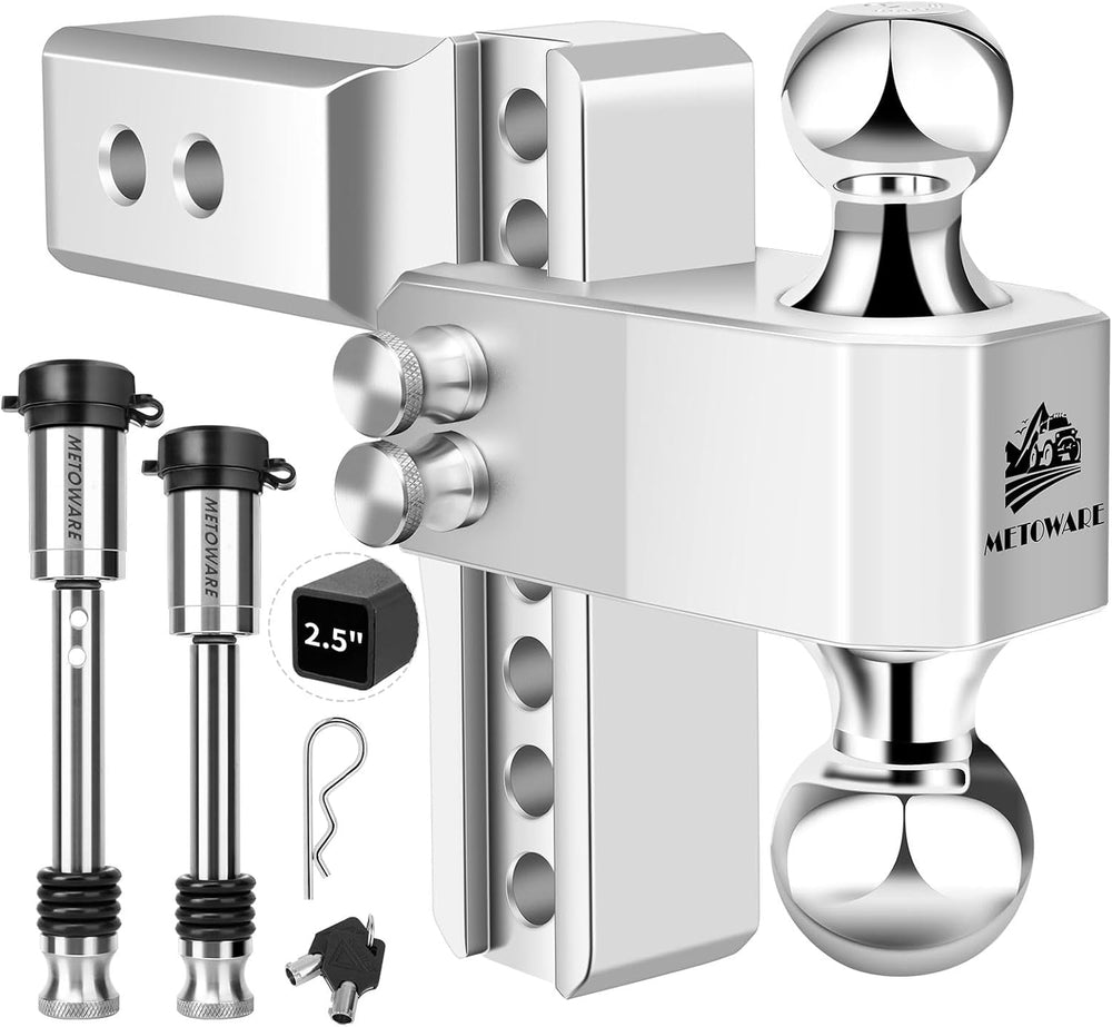 METOWARE 2.5'' Aluminum Adjustable Trailer Hitch, 6'' Drop/Ri...
