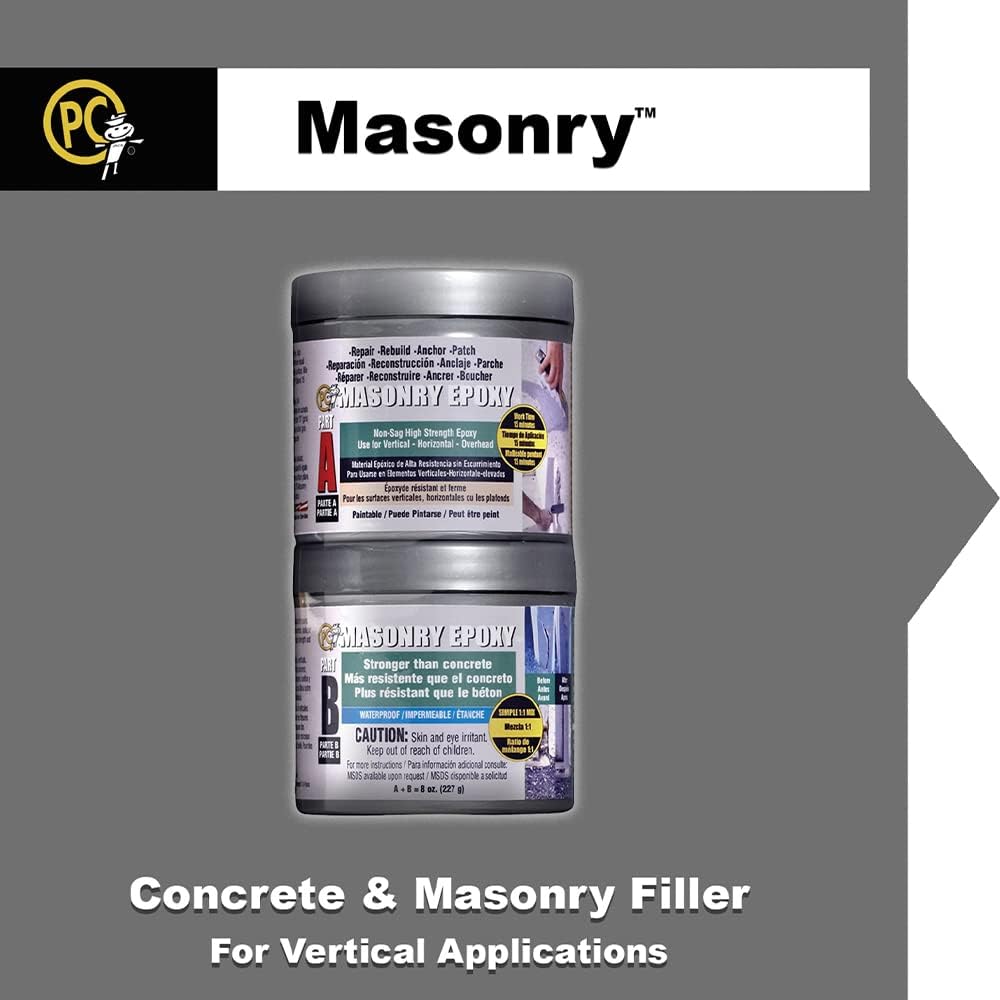 PC Products PC-Masonry Epoxy Adhesive Paste, Two-Part Repair, 32 oz in Two Ja...