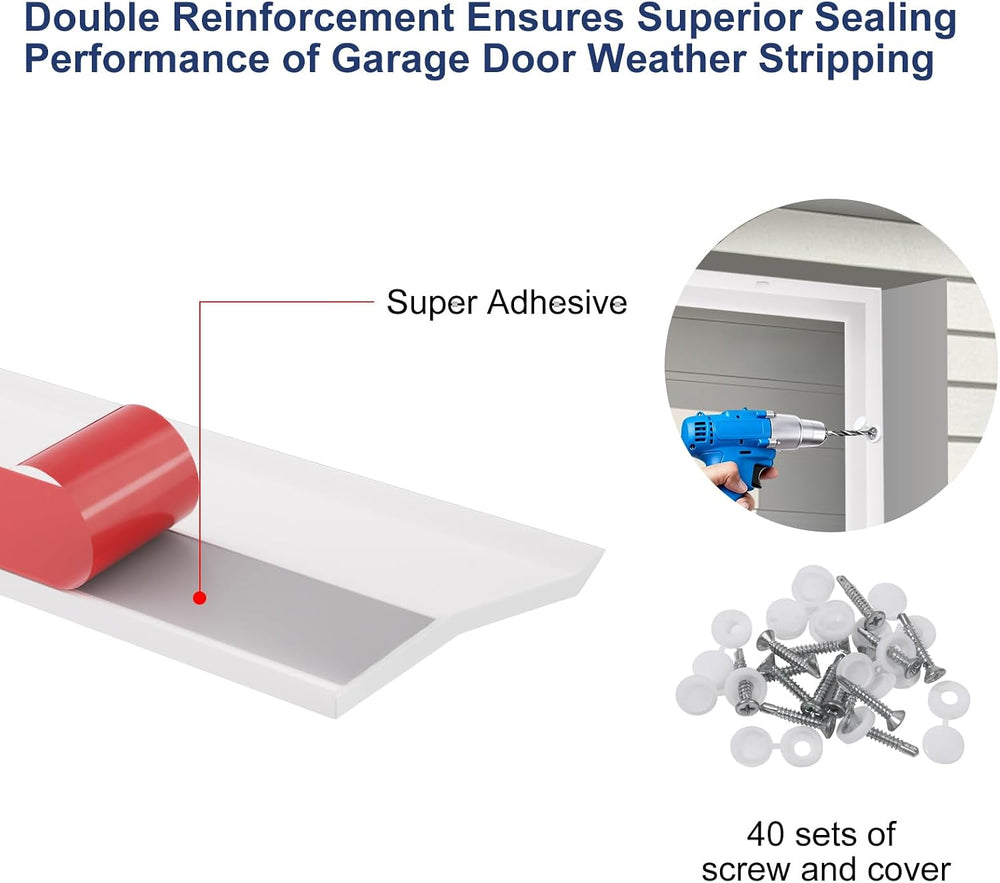 Garage Door Seal Top and Sides, 40 FT Garage Door Weather Stripping Side Seal...