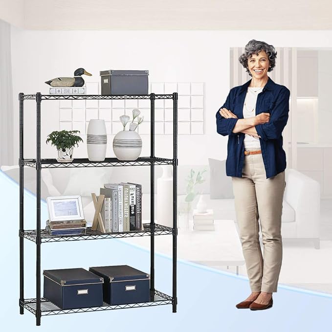 4 Tier Shelving Unit NSF Wire Shelf Metal Large Storage Shelves Heavy Duty