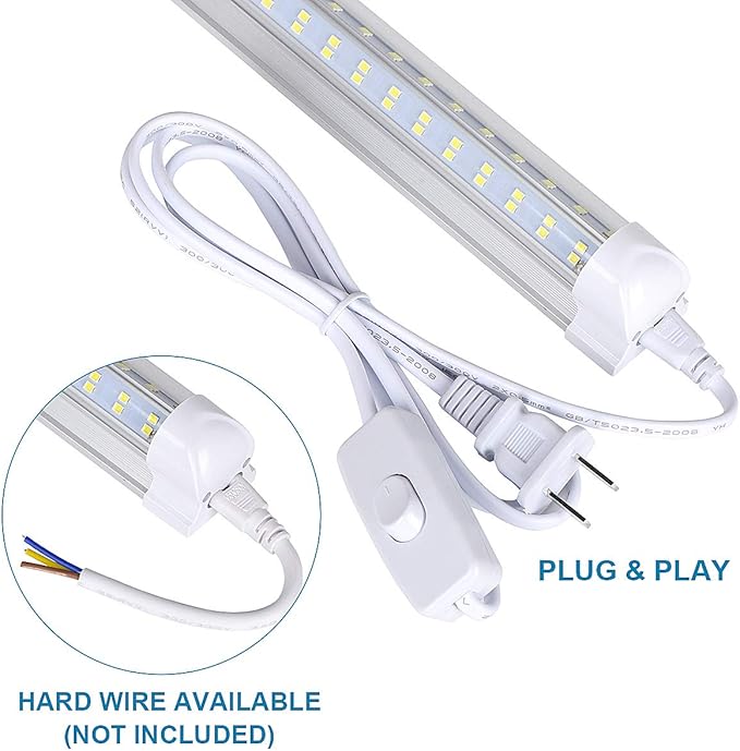 T8 LED Light Tube, 4FT 60W, 6500K Cool White Clear Cover, 4FT Tube Light (25PCS)