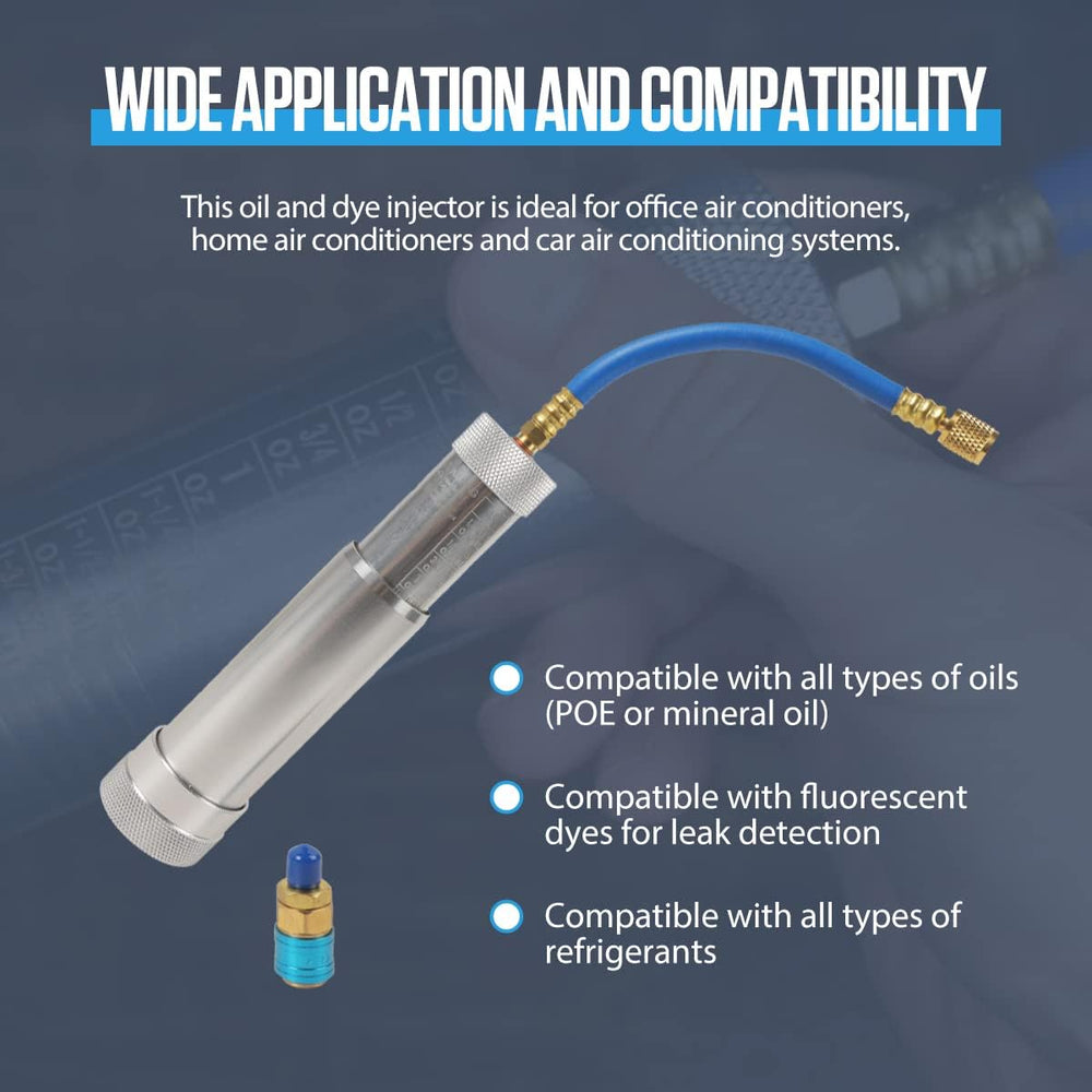 AC Oil Dye Injector Tool with Scale, R134A Compressor Oil Injector Kit