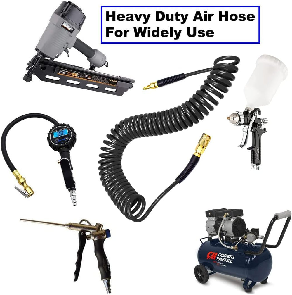 YOTOO 5 Pack Polyurethane Recoil Air Hose, Air Compressor Hose 1/4" Inne...