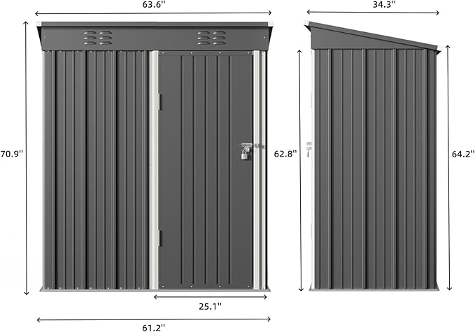 Bealife 5' x 3' Outdoor Storage Shed Clearance, Metal Outdoor Storage...