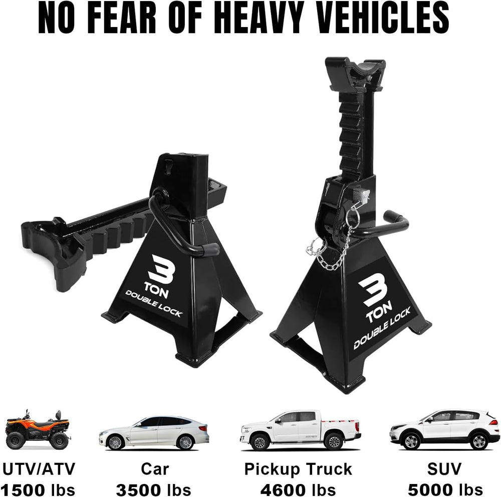 Torin AT43005AB Steel Heavy Duty Jack Stands: Double Locking Pins, 3 Ton (6,0...