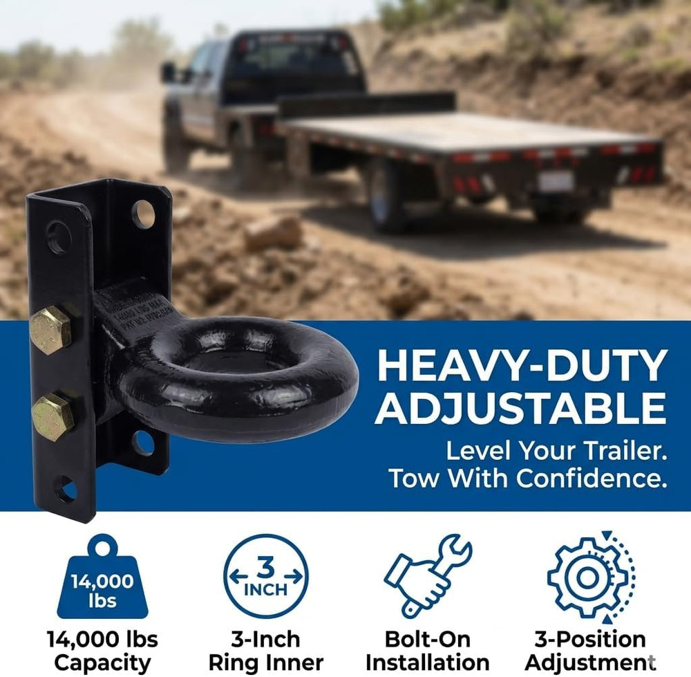 3 Inch Adjustable Lunette Ring for 14000 lbs Pintle Hitch Trailer Towing | Fo...
