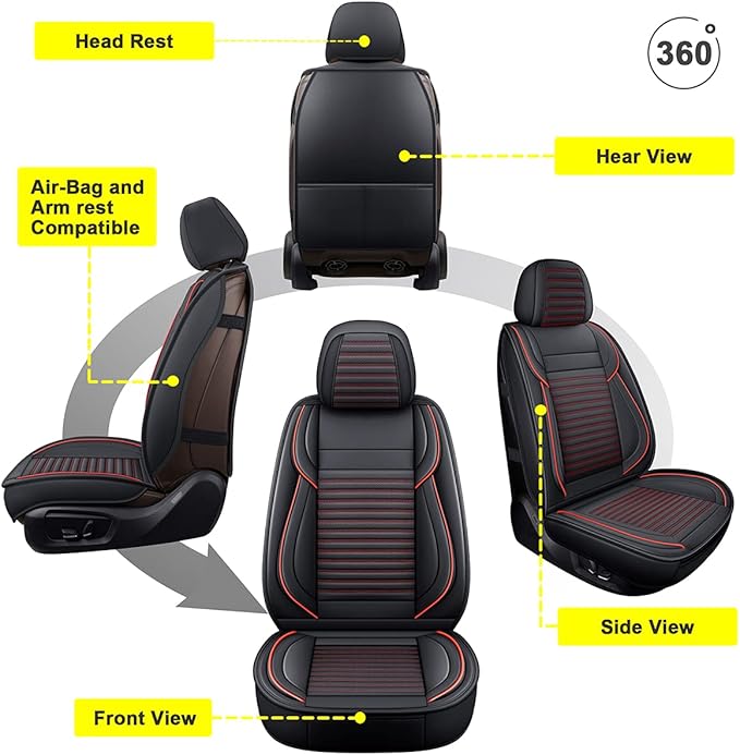 LINGVIDO Car Seat Covers, Breathable and Waterproof Faux Leather Automotive