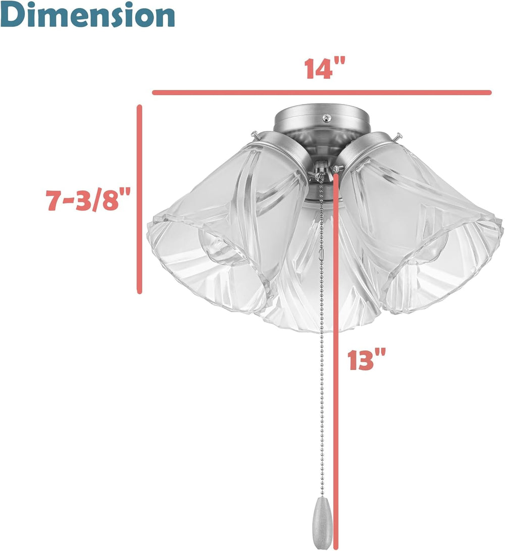 Aspen Creative 22012-3, Three-Light Ceiling Fan Light Kit with Pull Chain, Ma...