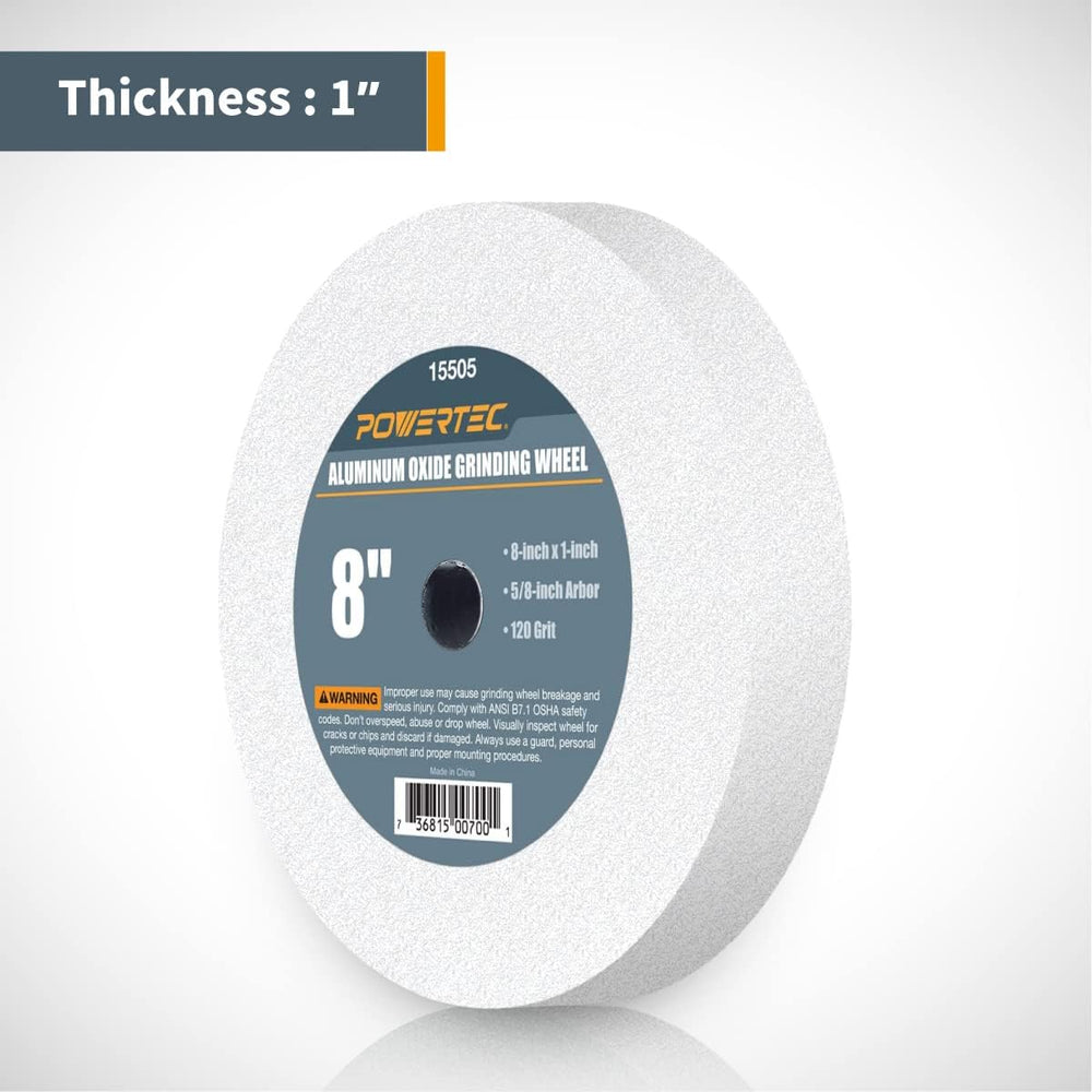 POWERTEC Bench Grinder Wheel 8 Inch 120 & 150 Grit, White Aluminum Oxide ...