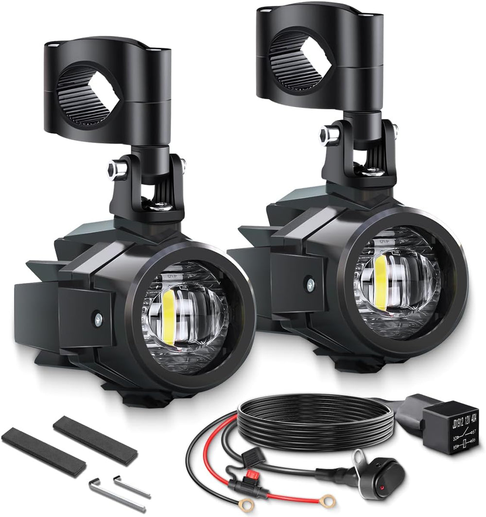 Motorcycle Auxiliary Lights Kit LED Spot Motorcycle Driving Fog Light Pods Wi...