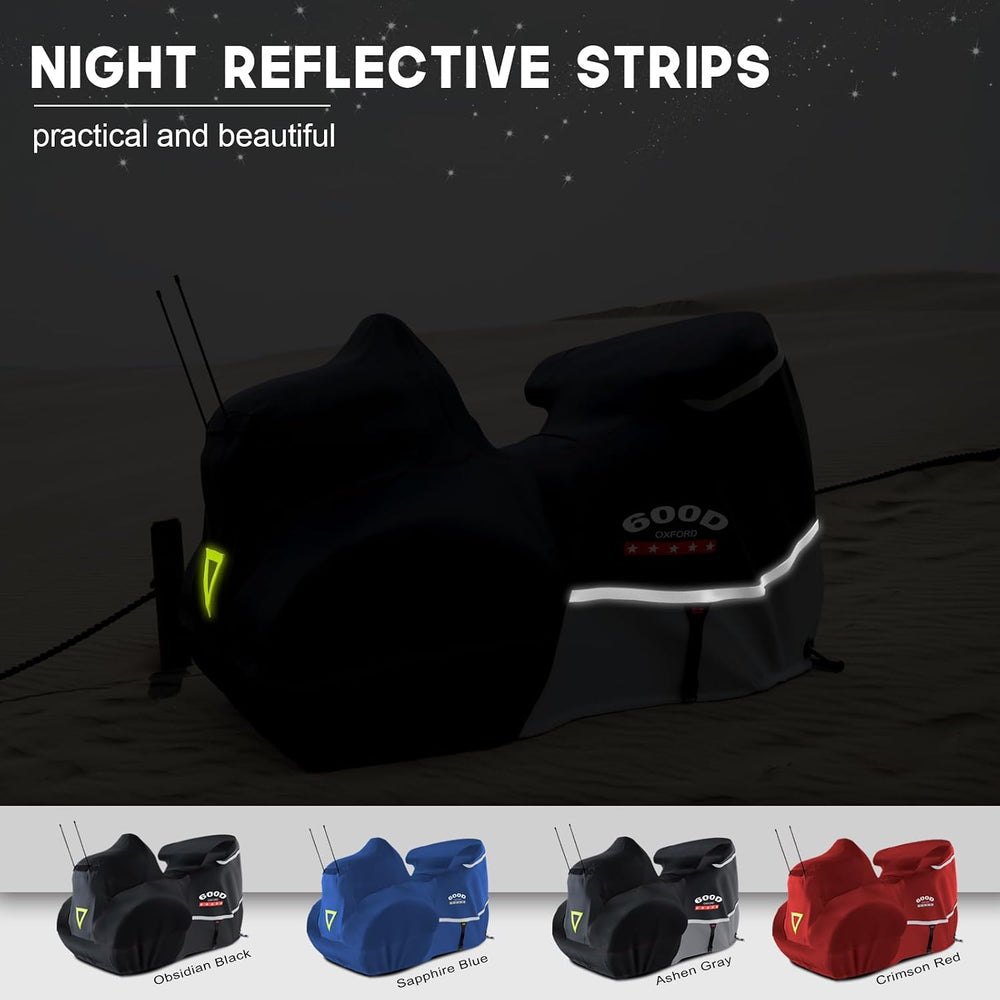 Motorcycle Cover with Side+Top Box Heavy Duty 600D Waterproof for Touring Mod...