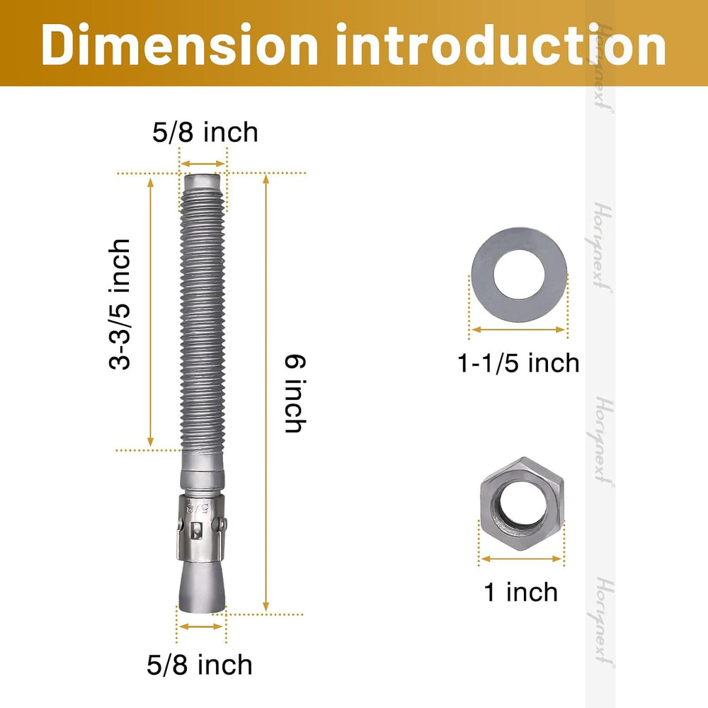5/8 Concrete Anchor Bolts,Wedge Anchors,Concrete Anchors, 20 Pcs
