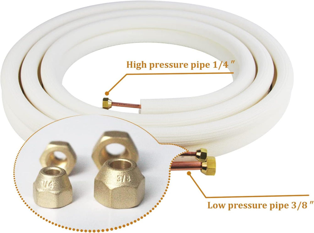 Air Conditioning Copper Tubing Pipe Extension Set,100 Ft Copper Pipes 1/4&quo...