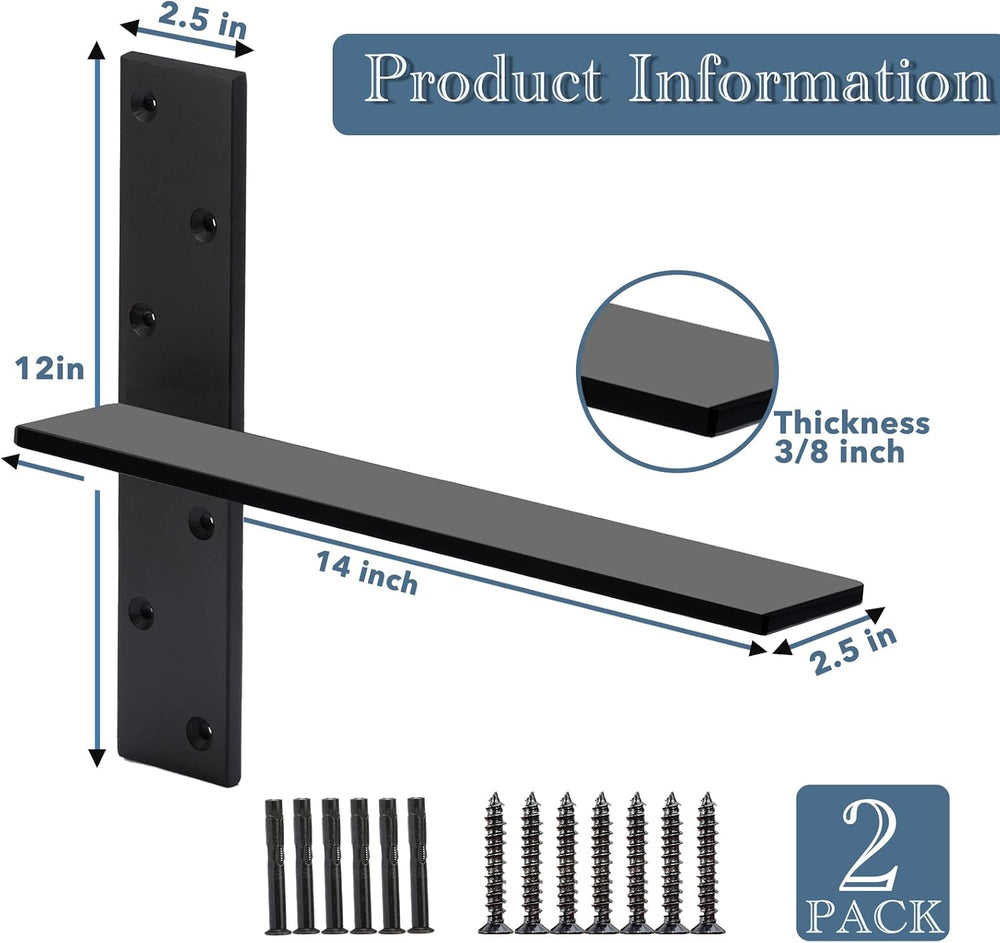 Free Hanging Countertop Support Bracket 14" Lx2.5 W 2 Pack Hidden Floati...