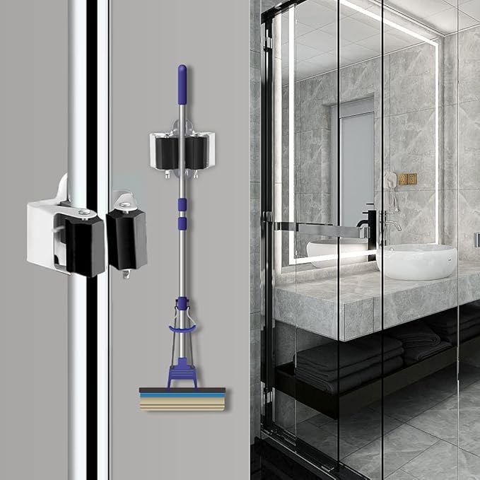 3-H Broom Hanger, Mop Holder Wall Mount 30 Pack, Broom Holder Wall Mount