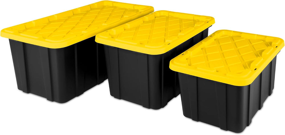 Sterilite Industrial Storage Tote with Lids for Garage, 17 Gallon, 12-Pack