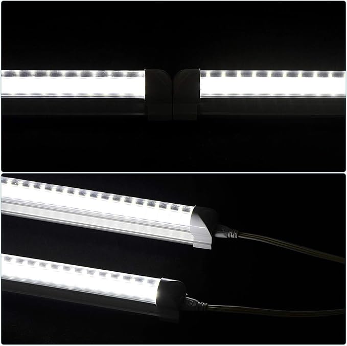 4FT LED Shop Light, 25 Pack, 60W 6000K 9500LM Clear White, Linkable Integrated