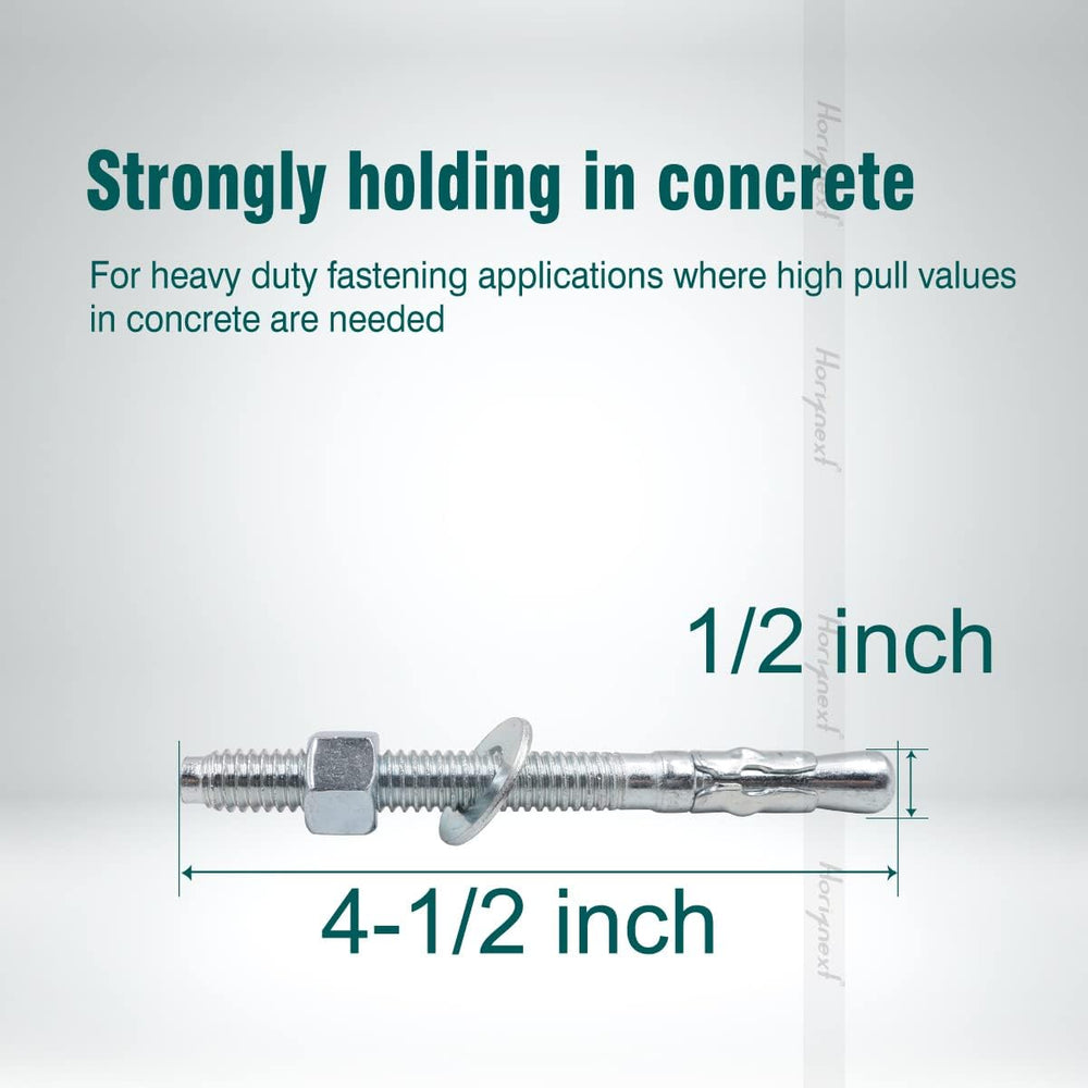 1/2 Concrete Anchors, 1/2 Wedge Anchors Bolts, 4-1/2" L, 30 Pcs