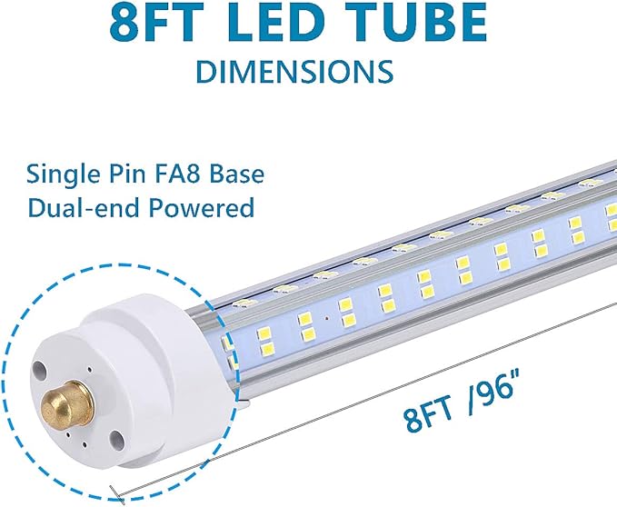 20 Pack, 8 Foot LED Bulbs, 150W 19000lm 6000K, Super Bright, T8 T10 T12 LED