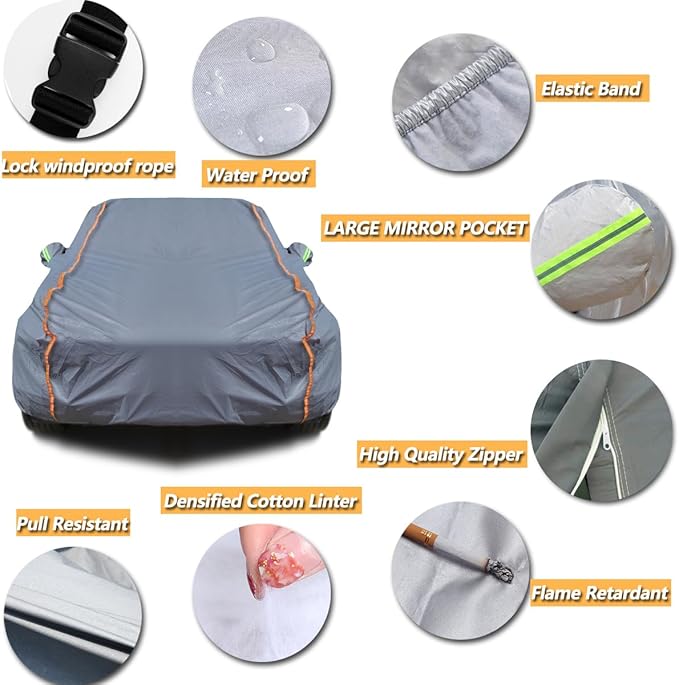 TUCAREST 6-Layers PEVA Premium Full Car Cover Fit