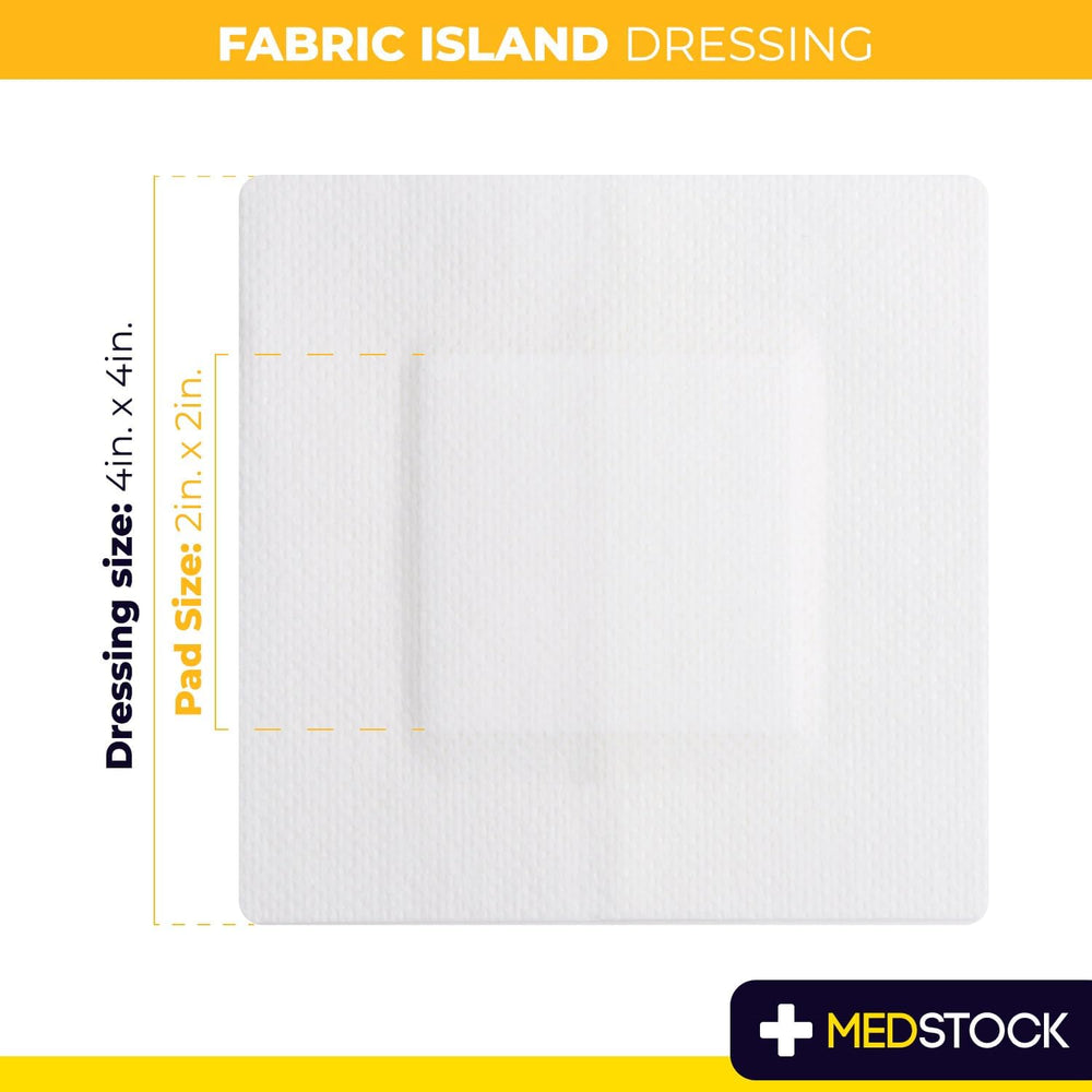 MEDSTOCK Fabric Island Dressing, 4"x4" (Pack of 100), Adhesive Woun...