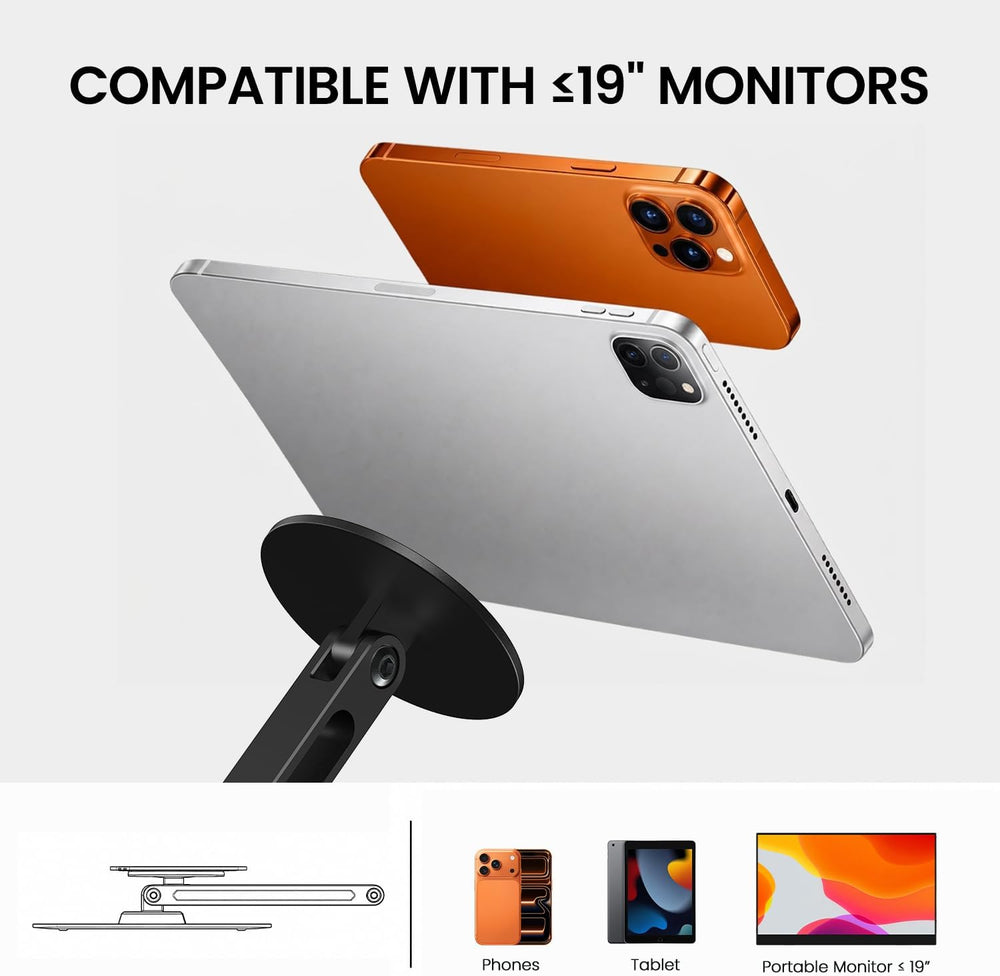 UPERFECT Magnetic VESA Stand, Adjustable Aluminum Arm for Portable Monitor