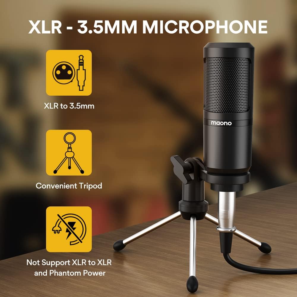 MAONO Podcast Equipment Bundle with Audio Mixer & 3.5mm Mic for Streaming