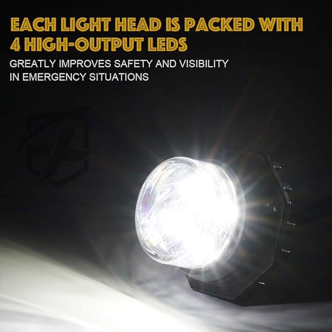 Xprite White LED Hideaway Emergency Strobe Lights Kit, 20 Flashing Modes (6 PCS)
