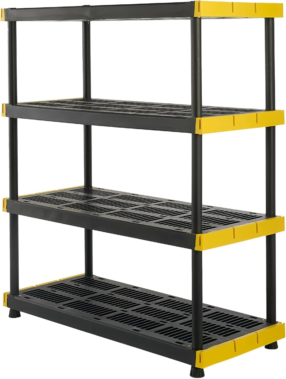 BLACK & YELLOW, 4-Tier Heavy Duty Plastic Storage Shelving Unit, 200lbs/s...