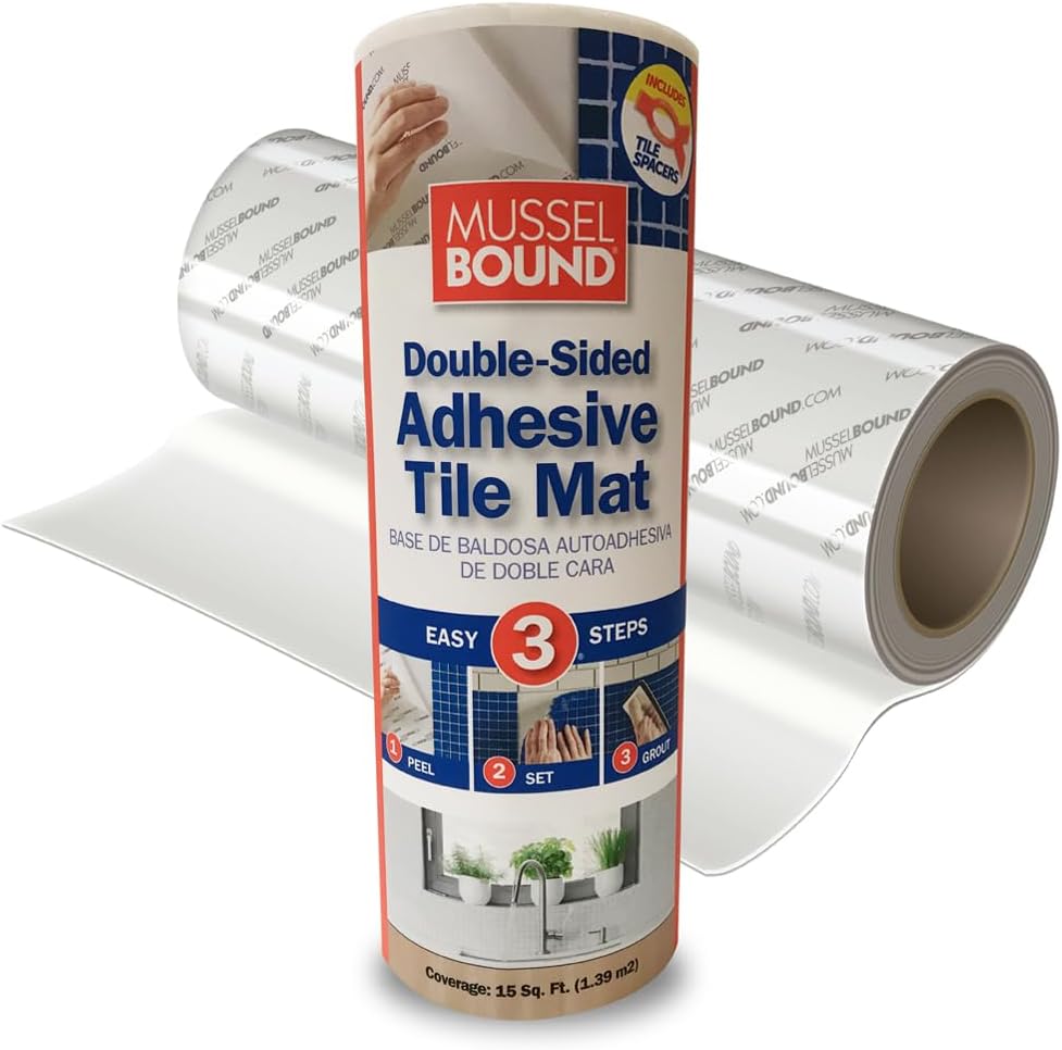 MusselBound® Adhesive Tile Mat with Spacers - a Strong Double-Sided Adhesive ...