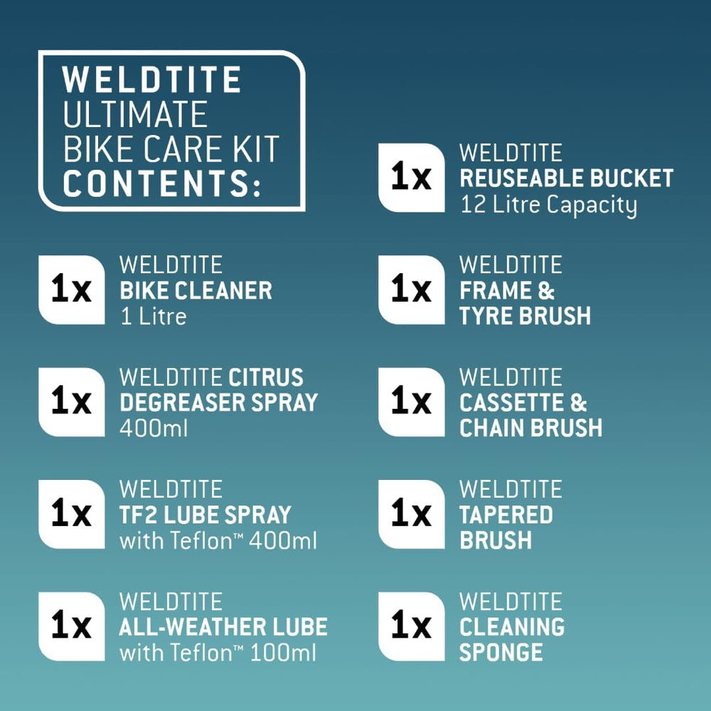 WELDTITE Ultimate 9-in-1 Bike Care Kit, Including 12L Bucket