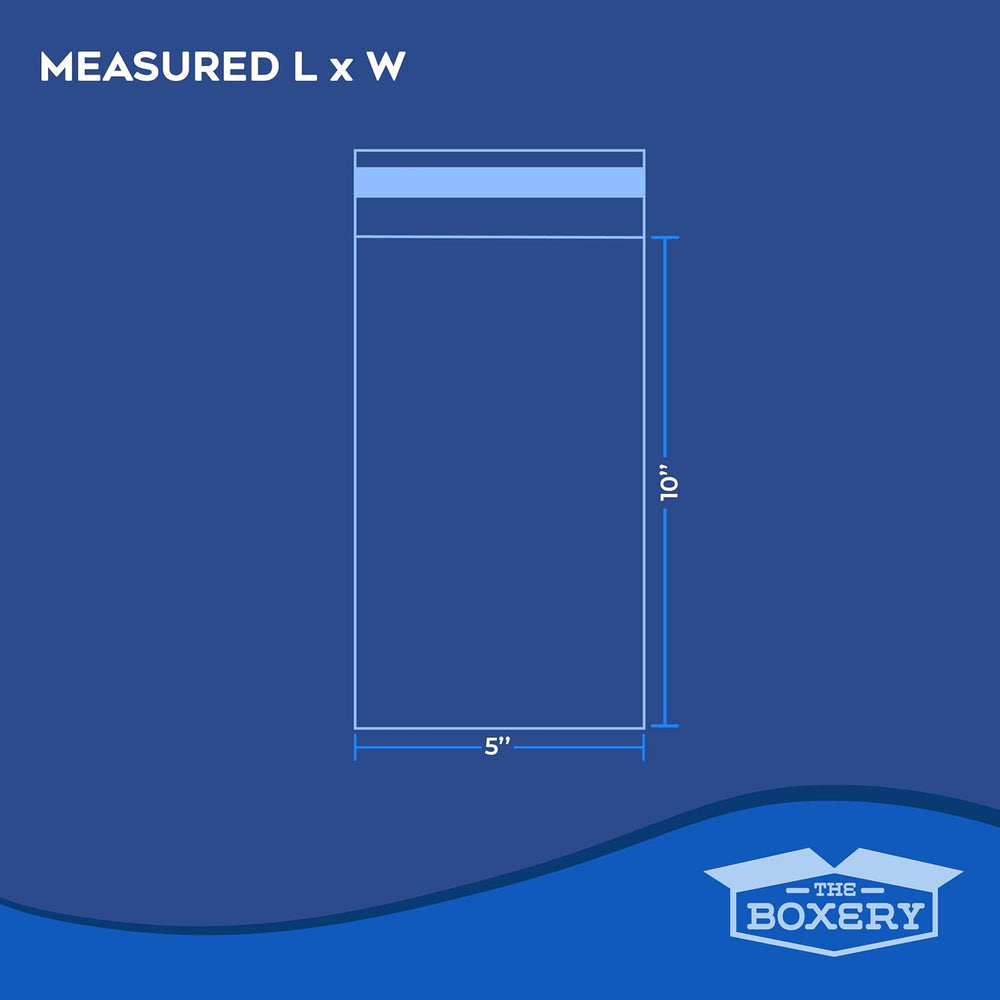 The Boxery 5x10'' Self Seal Clear 1.5Mil Poly Bags with Suffocation W...
