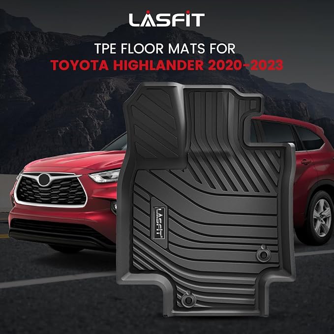 LASFIT Floor Mats for Toyota Highlander 2020-2025 8-seat All Weather TPE Custom