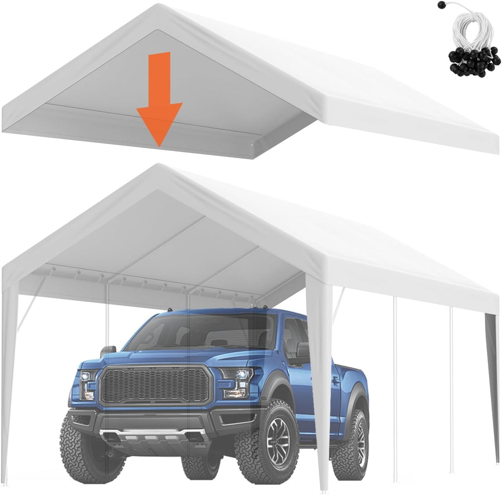 VEVOR Carport Replacement Canopy Cover 10 x 20 ft, Garage Top Tent Shelter Ta...