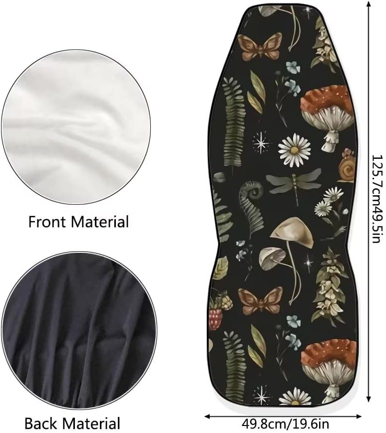 Mushroom Car Seat Covers,2 Pcs,Daisy Dragonfly Butterflies Mushroom Auto Seat...