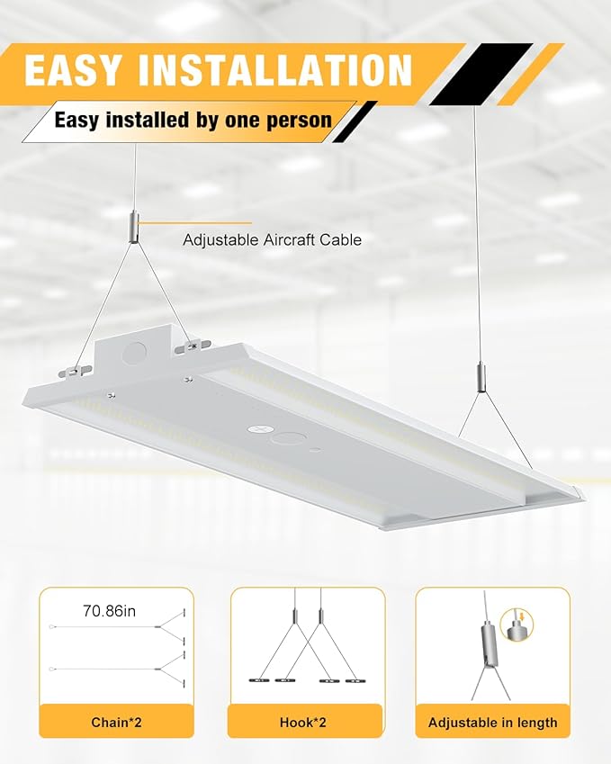 LED Linear High Bay Light, 210W High Bay Shop Lights Fixture, Compatible