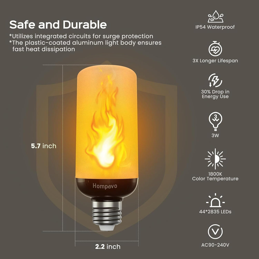 Gen2 Flame Light Bulbs, Like Real Fire 3-Mode for Halloween Decor