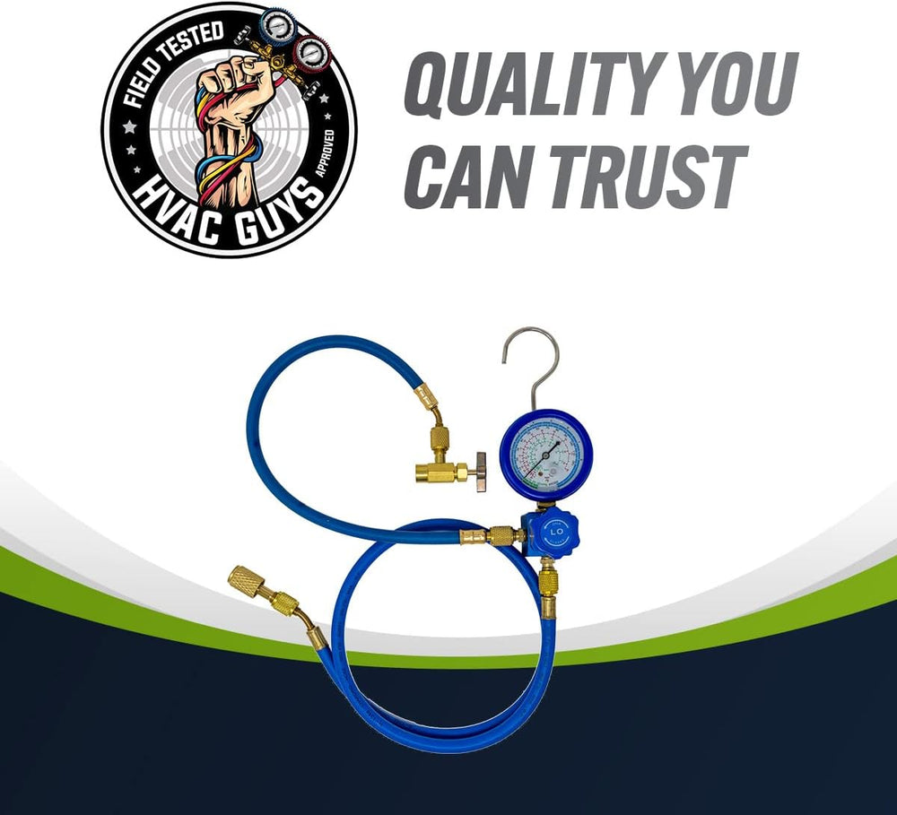 Leak Saver Complete R290 and R600A Charging Manifold Hose and Gauge Set with ...