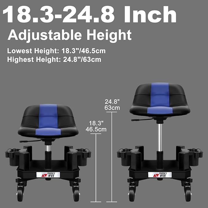 Rolling Stool with Wheels, Adjustable Shop Stool Mechanic Chair Seat Garage