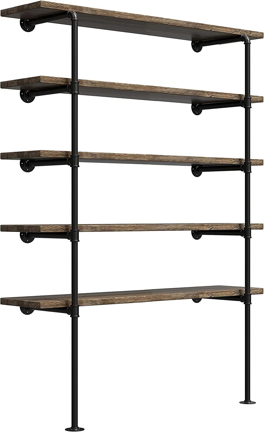 Industrial Retro Wall Mount iron Pipe Shelf,DIY Open Bookshelf,Hung Bracket,H...
