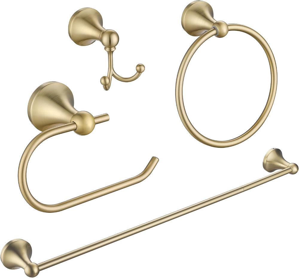 4 Piece Gold Bathroom Hardware Set - Brushed Gold Bathroom Accessories, 23.6 ...