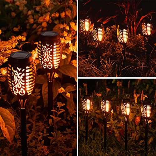 10Pack Flame Torch Solar Halloween Lights Outdoor for Halloween Decorations