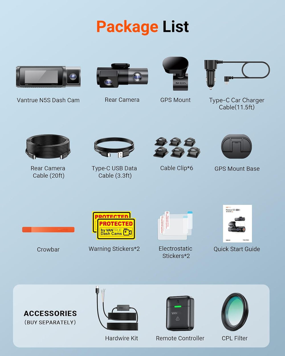 Vantrue N5S 4 Channel 360 Degree 2.7K Dash Cam