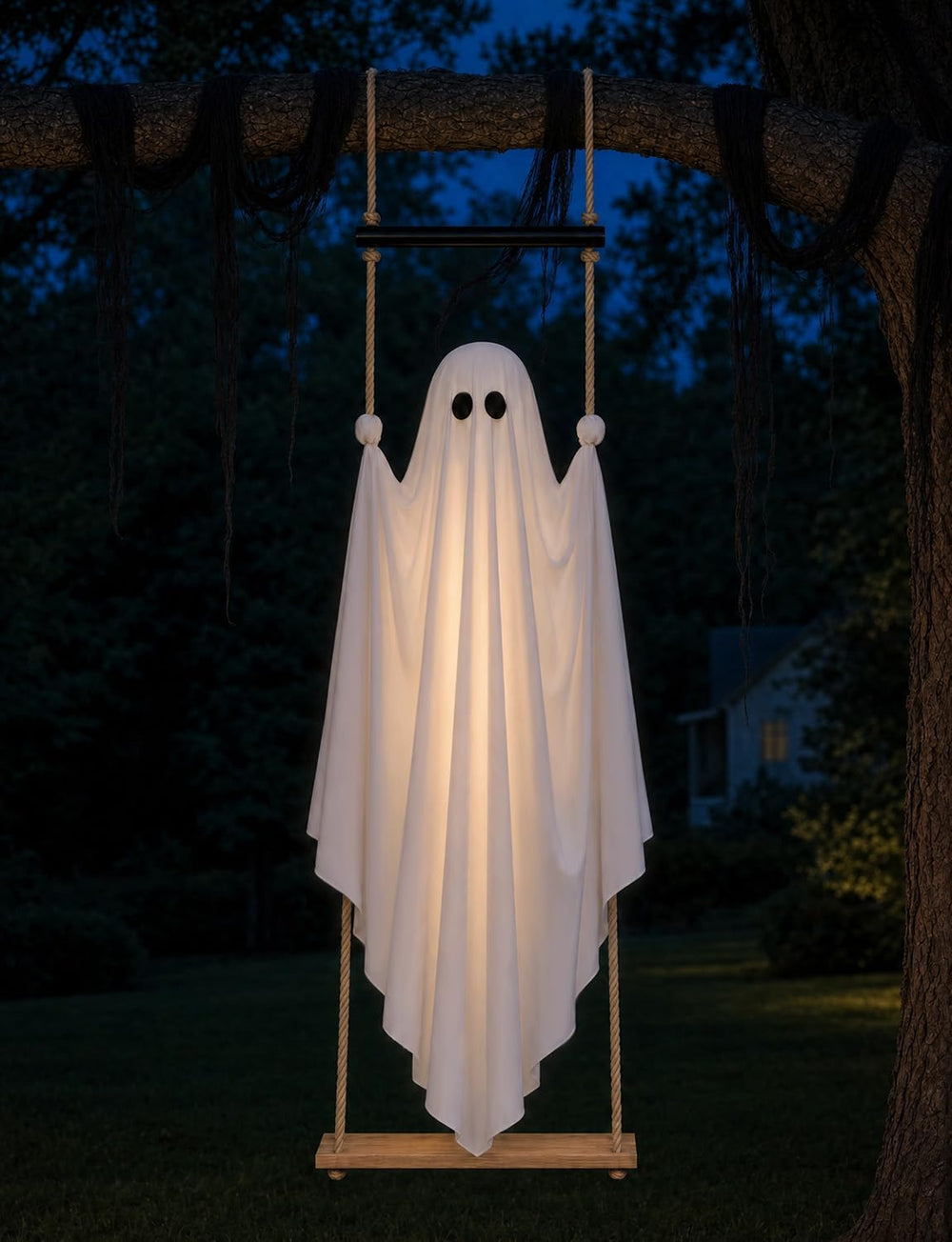 Halloween Decorations Outdoor 4.6FT Large Pre-Assembled Hanging Swing Ghost