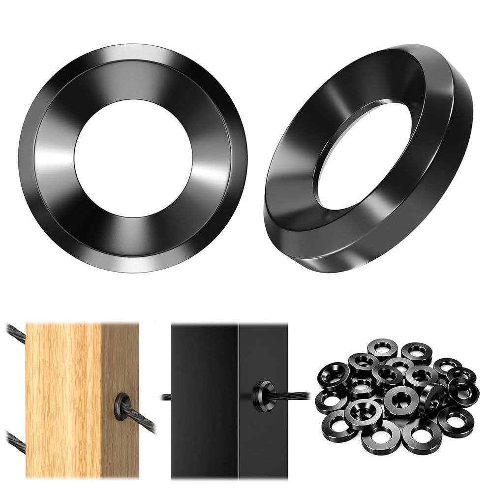 BLIKA 20 Pack Black Cable Railing Adhesive Sleeves for Deck/Stair Posts